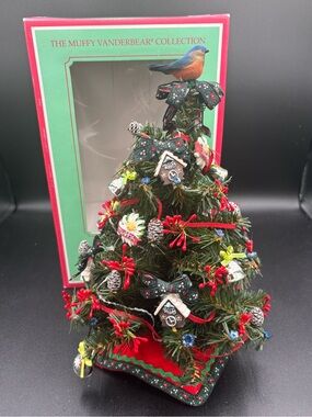 Muffy Vanderbear Collection Muffy's Alpine Tree In Box With Ornaments, Bird 10"